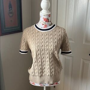 Classic Cable cotton Knit Beige Sweater